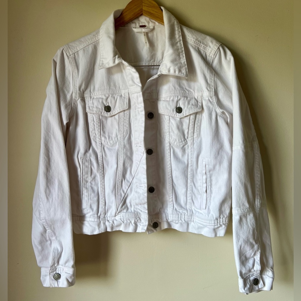 Free People Rumors Denim Jacket Optic White Size M - Picture 4 of 13